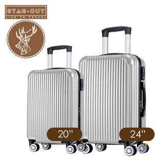 [Stag-Out] Pacific Ultralight ABS HardCase 2IN1 Luggage Set Bag Suitcase (Luxury Silver)