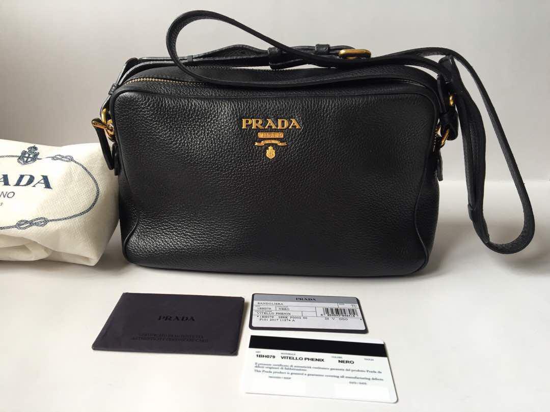 Prada Beige Vitello Phenix Leather Double Zip Crossbody Bag 1BH079: Handbags