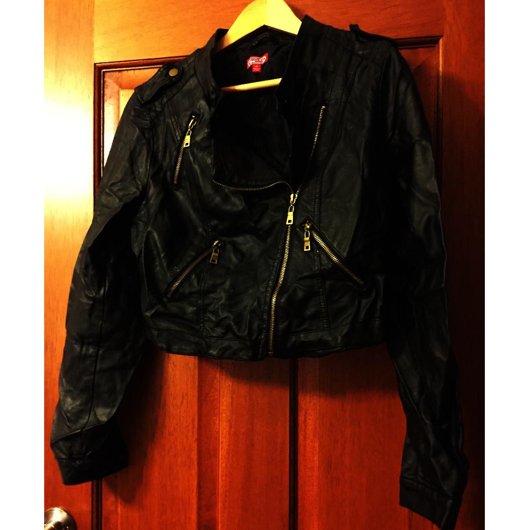 Biker Jacket Bomber Black Leather Faux Winter Casual Work Gym