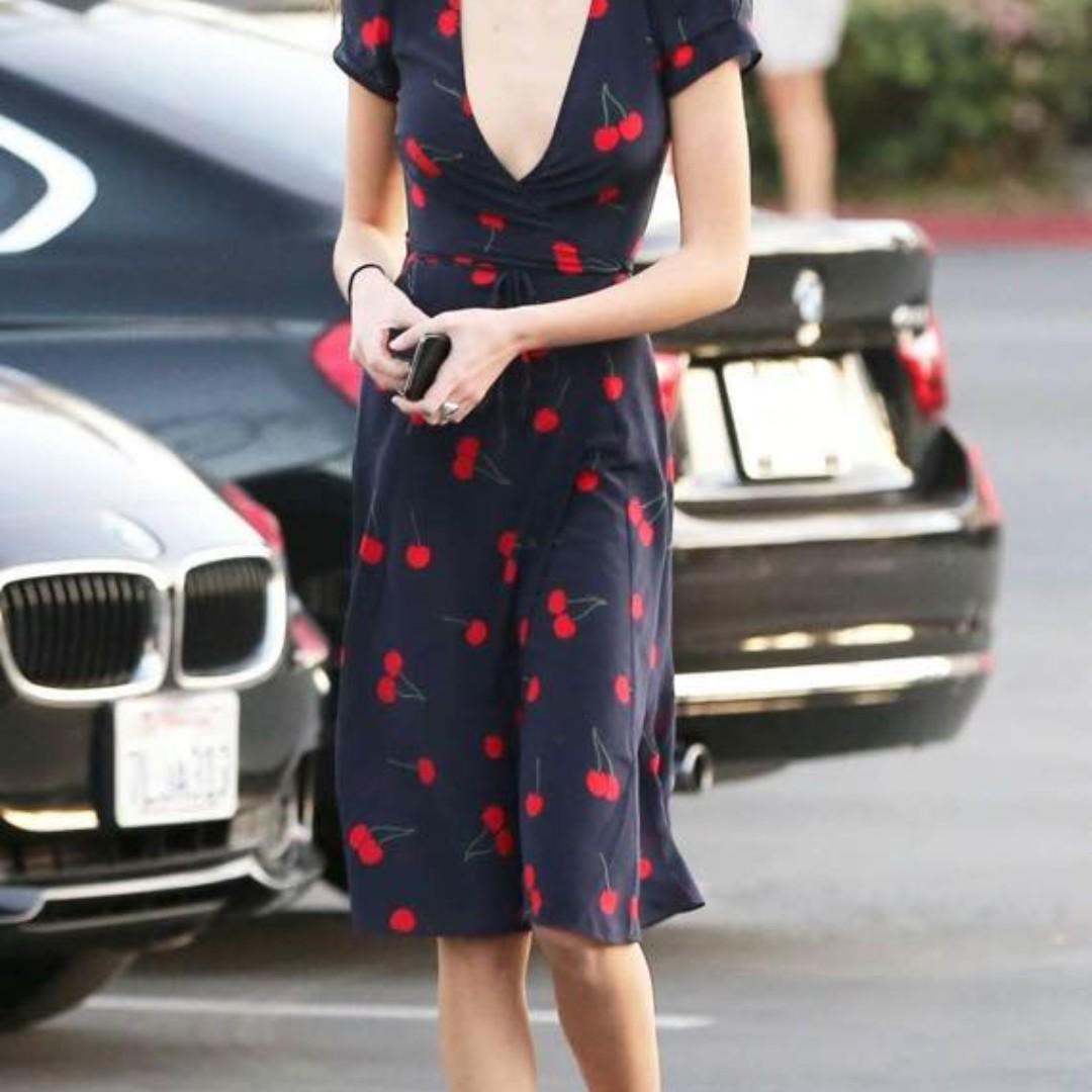 cherry print wrap dress Women s Fashion Dresses Sets Dresses