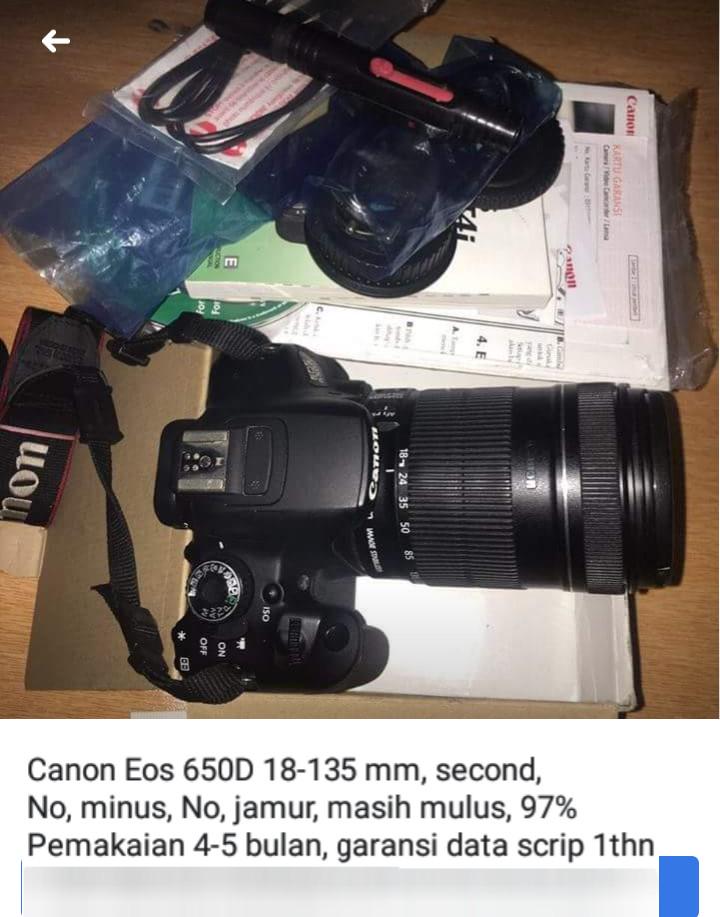 dijual camera canon eos 650d 18 135 mm