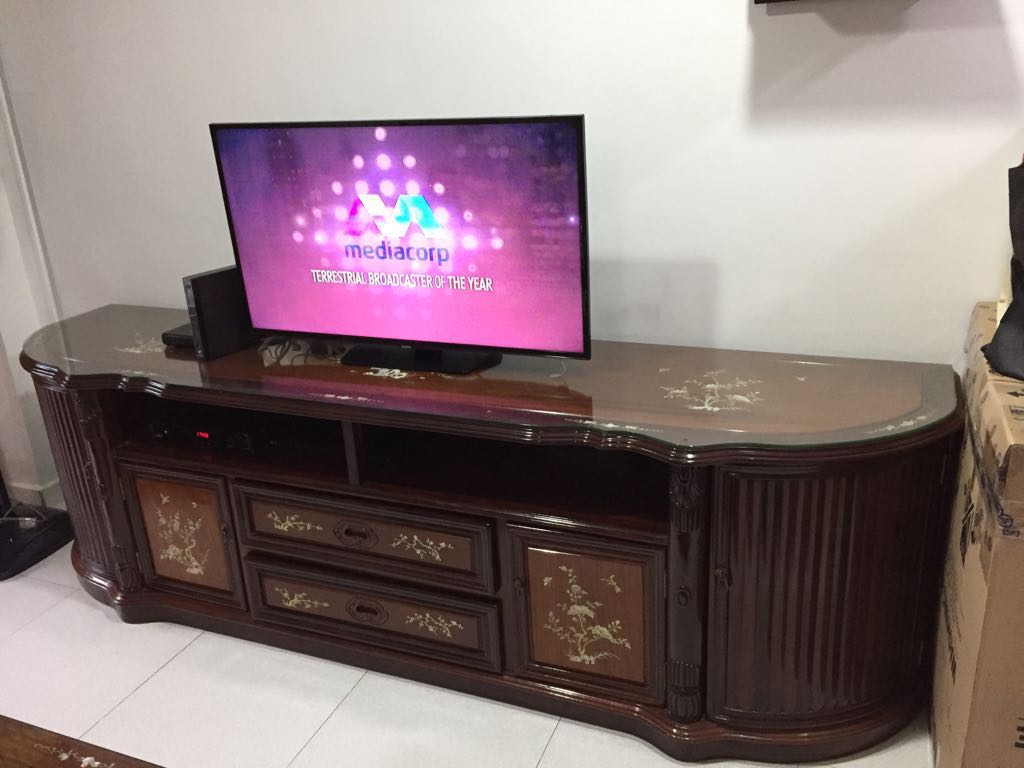 Full set TV console, wooden sofa and dining table, Furniture & Home
