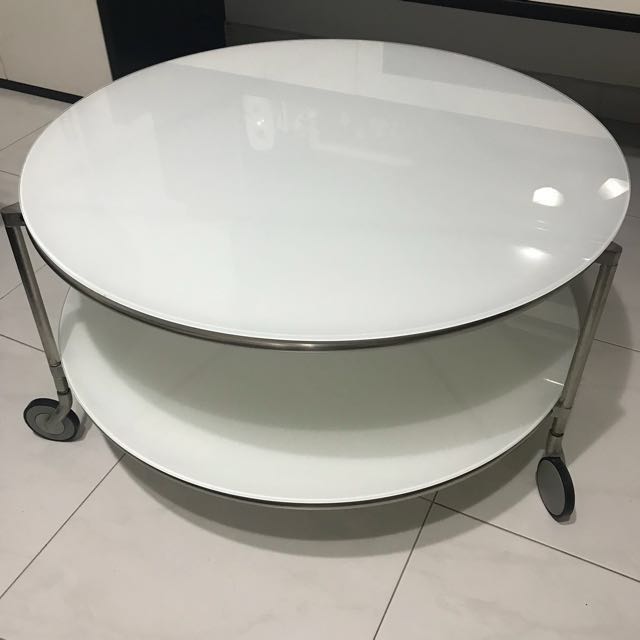 Ikea Round Glass Coffee Table Off 72, Ikea Round Glass Table On Wheels