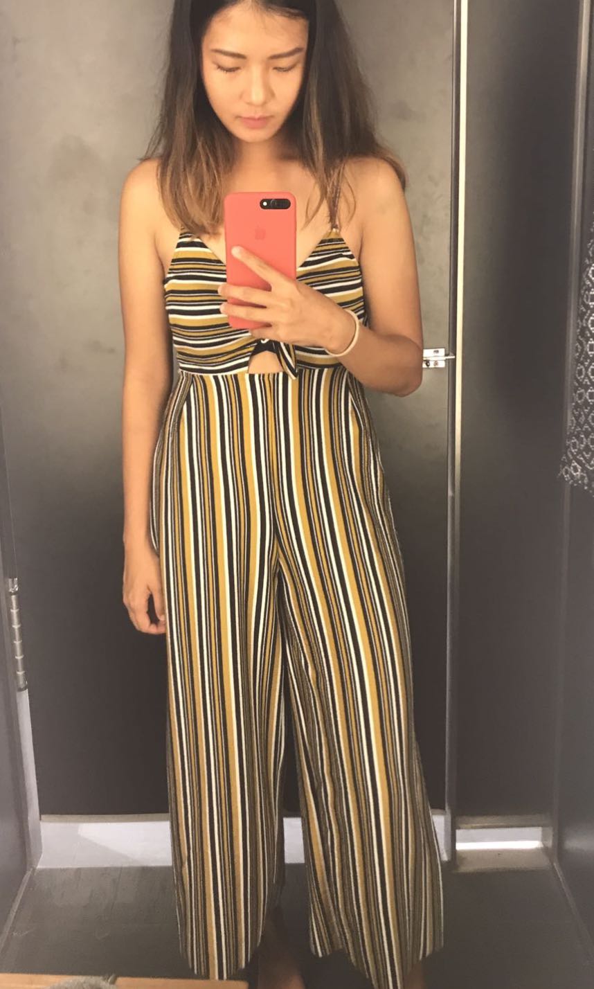 pull and bear striped jumpsuit