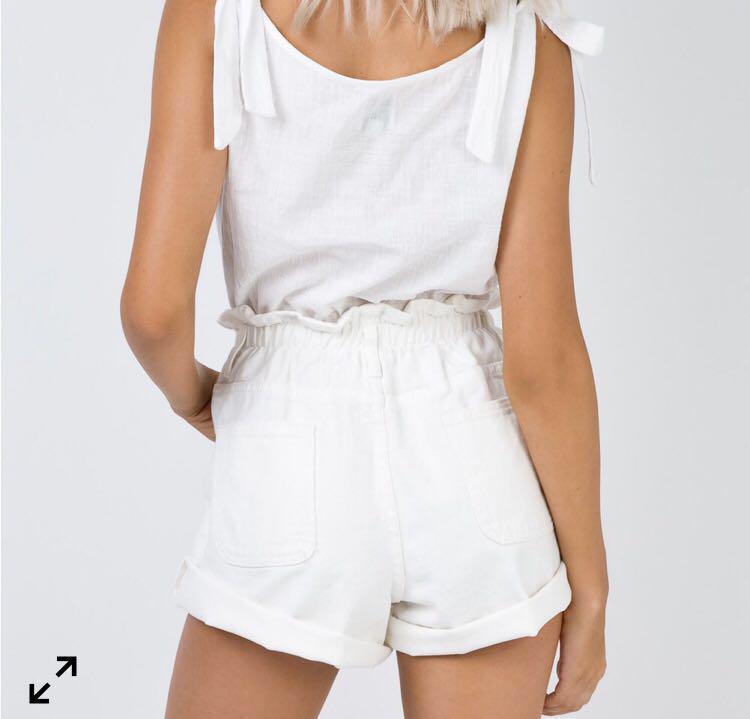 princess polly shipwreck paperbag cream white denim shorts Women s Fashion Bottoms Other Bottoms on Carousell