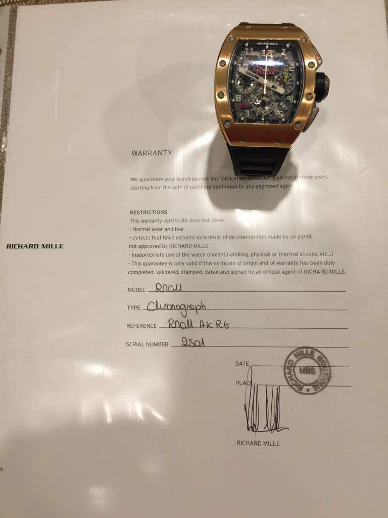 Richard Mille Certificate 2024 www.alhudapk