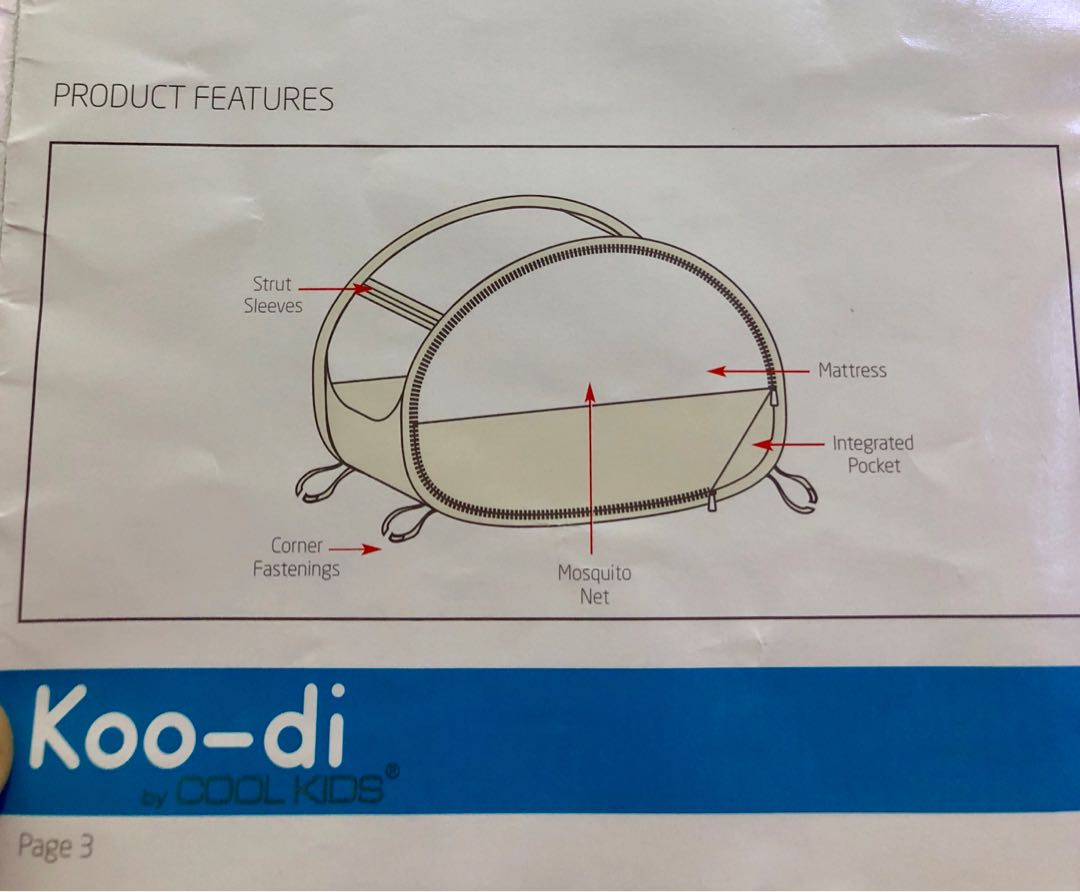 SALE!! Preloved Koodi pop up travel bubble cot/ toddler 618 month travel and outdoor cot