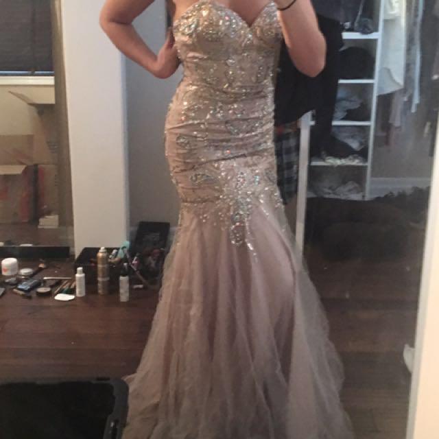 taupe prom dress