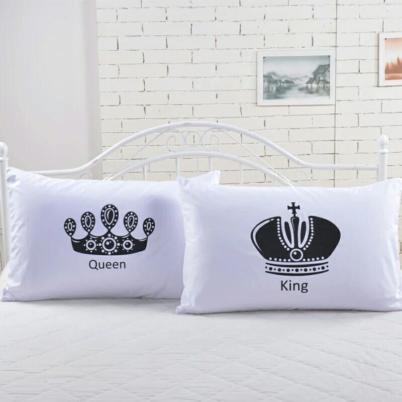 2pcs Royal Crown Bedding Pillow Covers Queen King Cat Designer