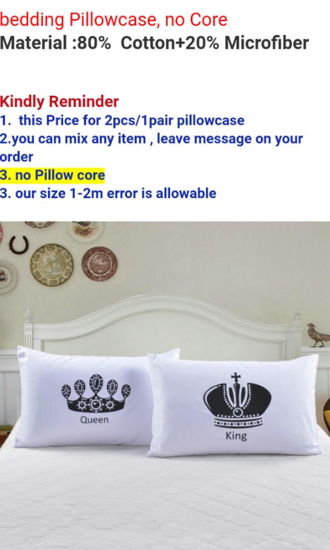 2pcs Royal Crown Bedding Pillow Covers Queen King Cat Designer