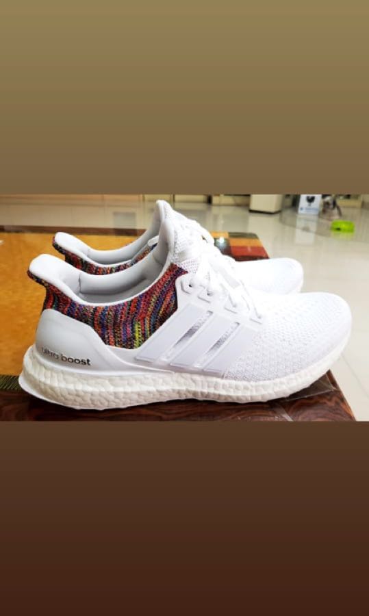 Adidas Ultra Boost Rainbow White Limited Edition Fesyen Pria Sepatu Sneakers Di Carousell 7921