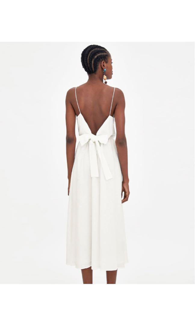 Adjustable Zara White Midi Dress With 