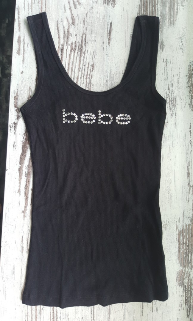Almost Brand New Authentic Bebe Black Tank Top With Swarovski Diamond Women S Fashion Tops Other Tops On Carousell