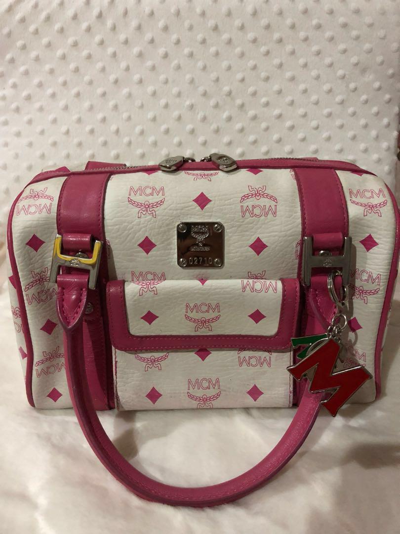 MCM Handbag White w/ Pink Bow – Couture Collection Closet