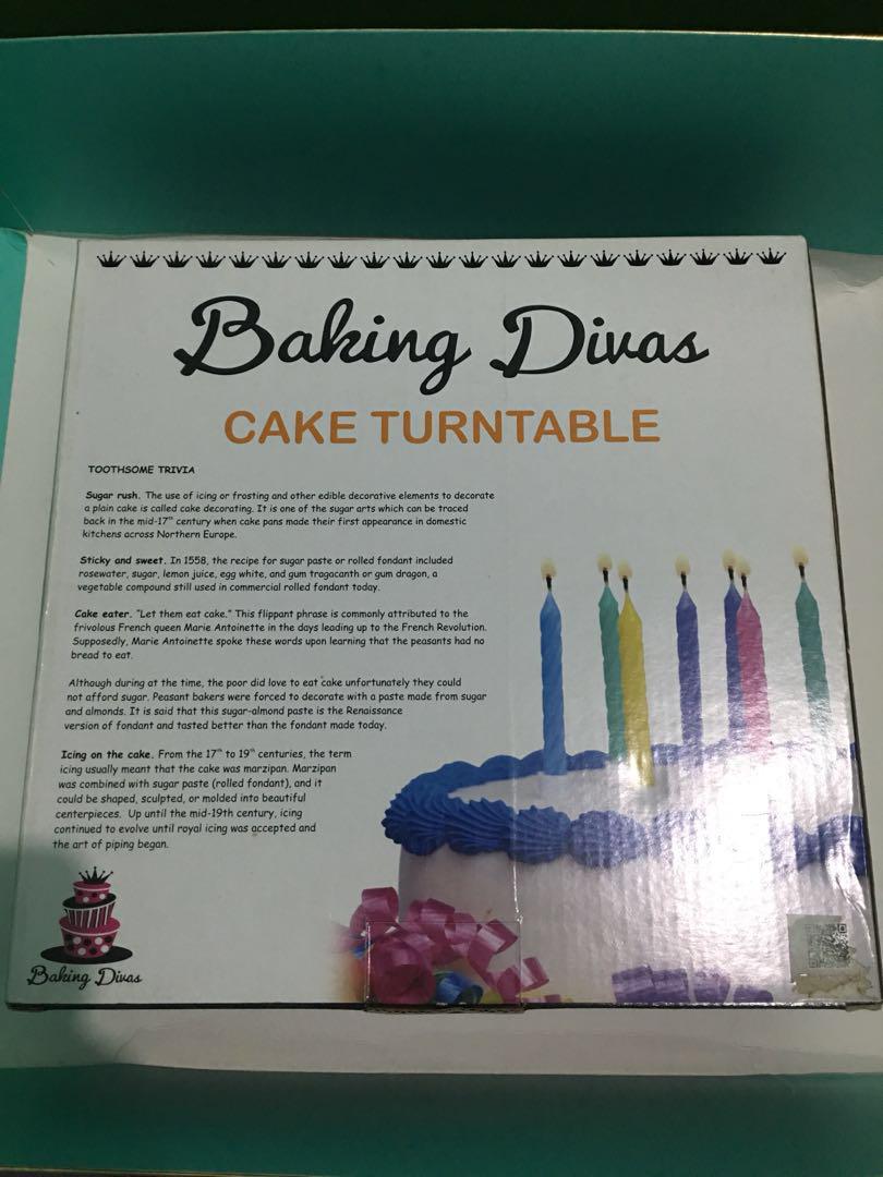Baking Divas Cake Turntable (Category: Bakeware) located in Makati City. Submitted by chinkybig (Listing ID 174826664, Image 2). Description: Never been used, never been opened For decorating and frosting cakes or simply for cake display. .