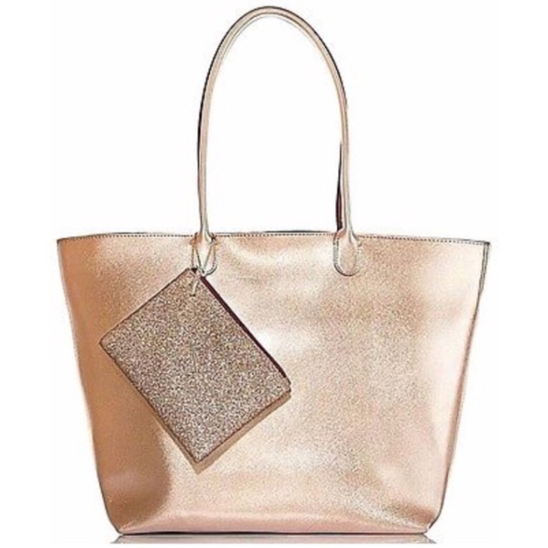 Bath Body Works Metallic Rose Gold Tote Bag Pouch only