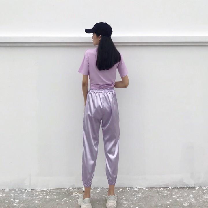 Purple cheap satin joggers