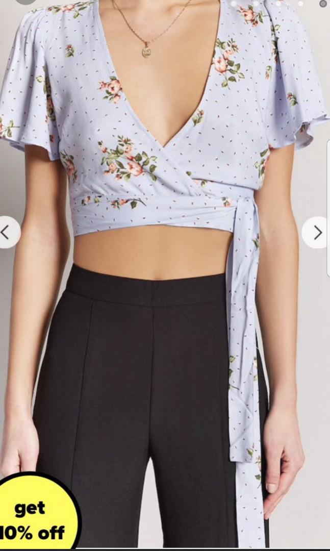 Forever 21 floral wrap top outlet