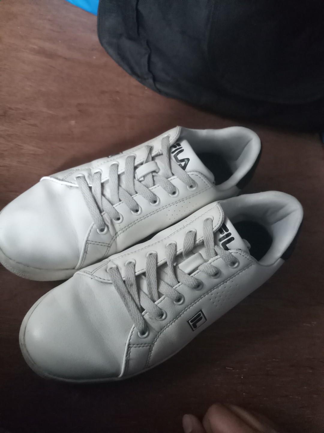 Fila White Leather Shoes, Men's Fashion 