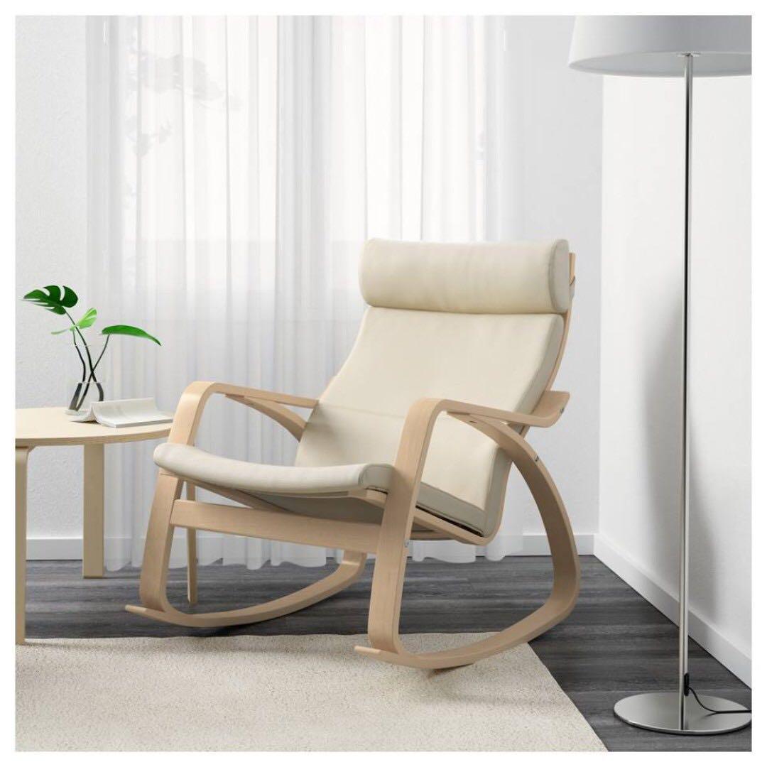 Ikea Rocking Chair Foot Rest Real Leather Cushions Furniture Tables Chairs On Carousell