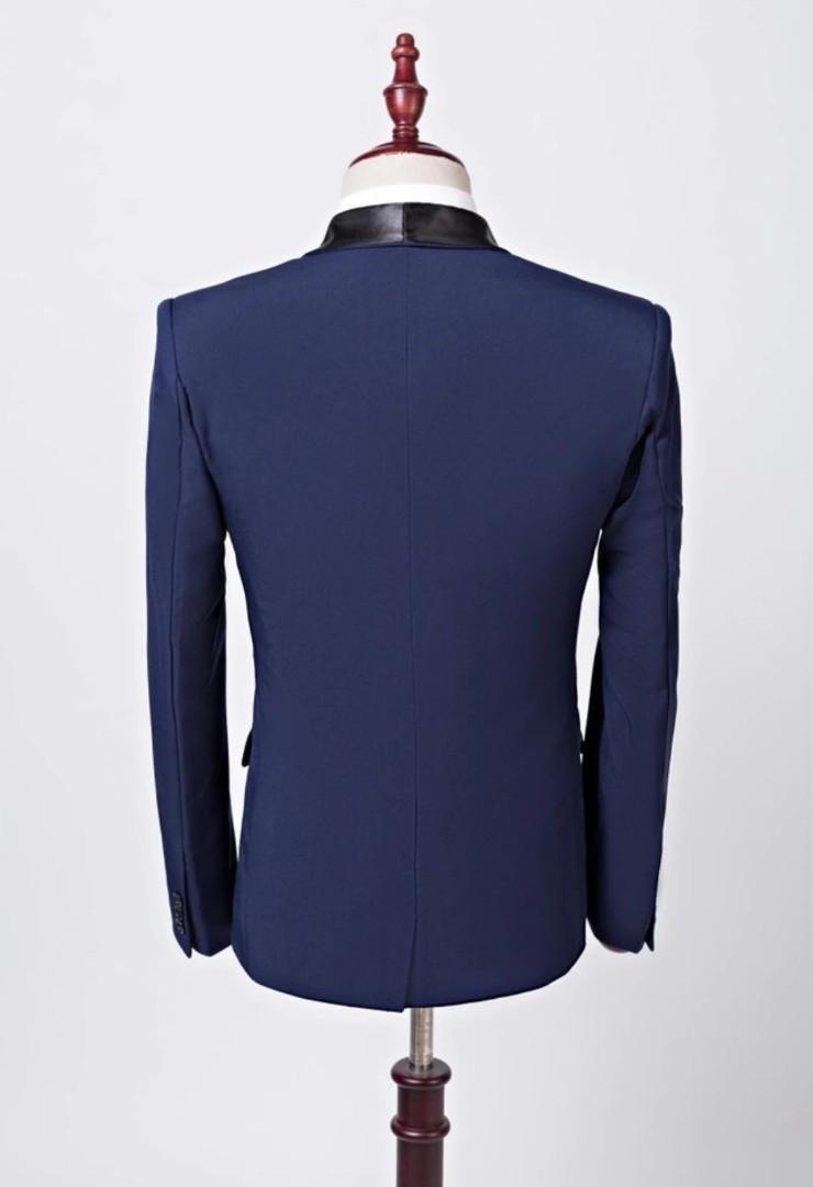 Custom made Men Suit jacket prom wedding navy blue customadw, Men's