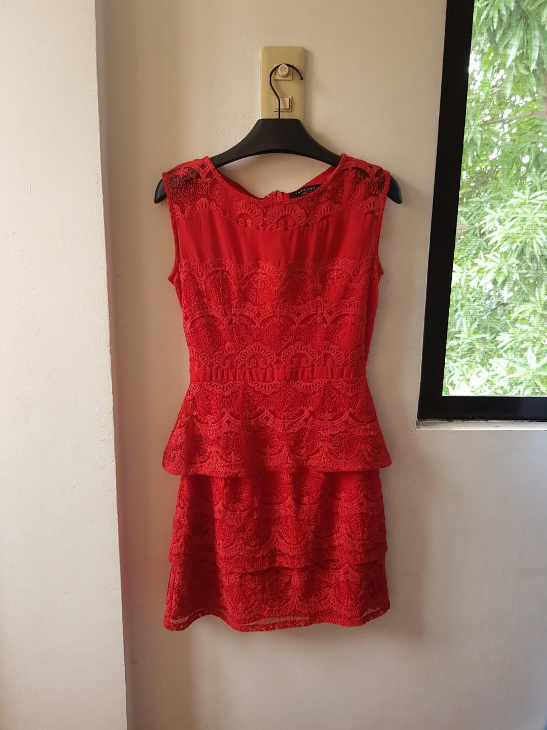 Paperdolls Red Lace Dress Xs To S Women S Fashion Clothes