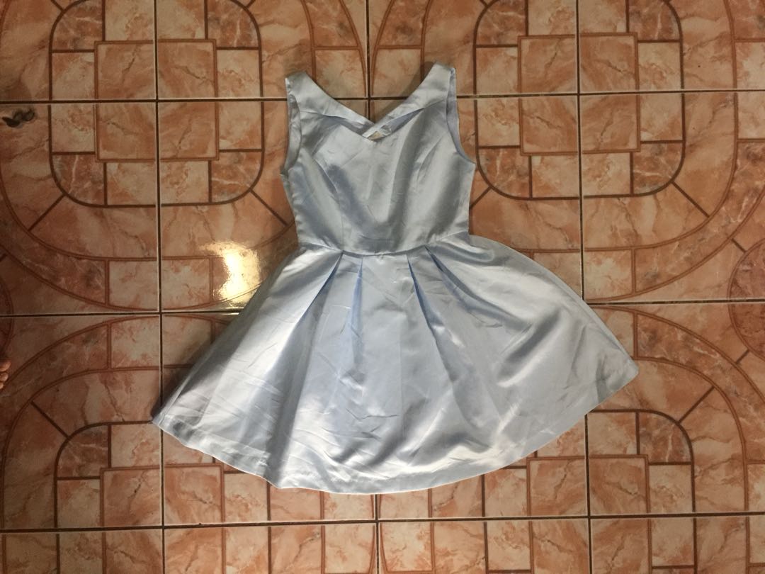 powder blue silk dress