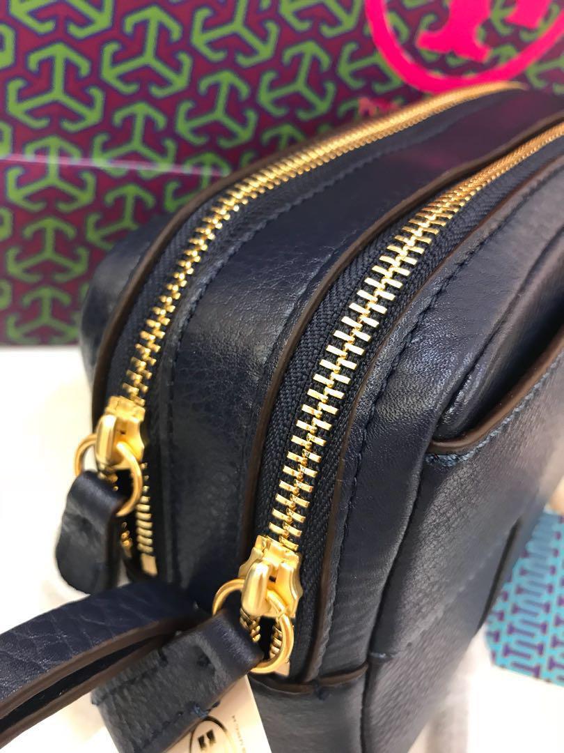 Tory burch block sale t pebbled zip satchel