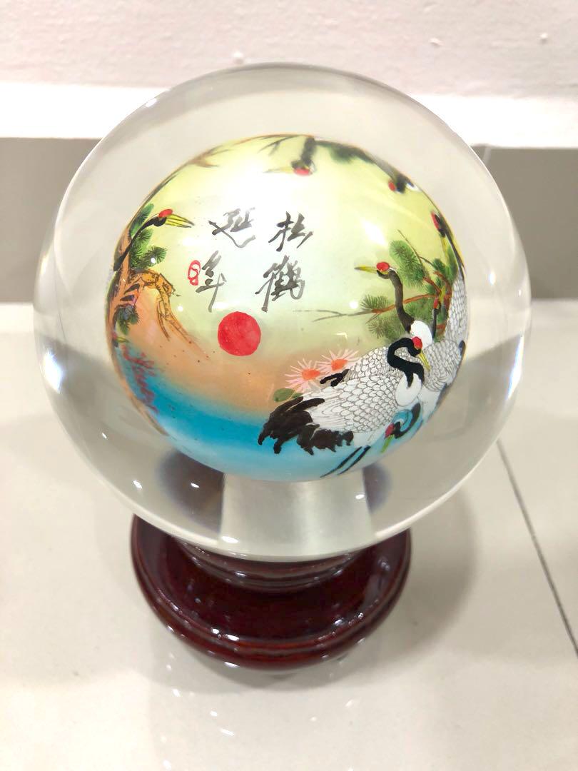 Reverse Glass Artwork Chinese Inner Painting Landscape Hand
