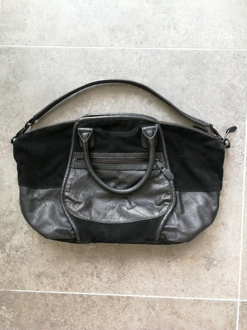 Topshop black top leather bag