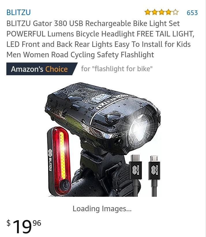 Used BLITZU GATOR 380 USB rechargeable headlight Sports Equipment