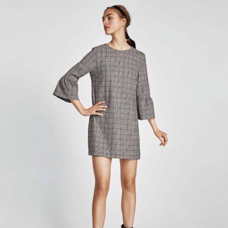 Zara Checkered Dress, Women's Fashion 