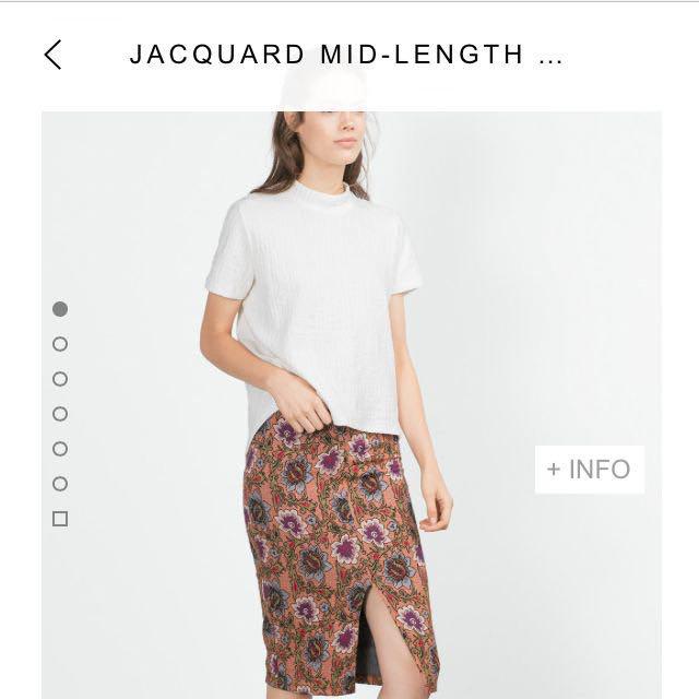ZARA Jacquard Mid Length Skirt Knee Midi Pencil