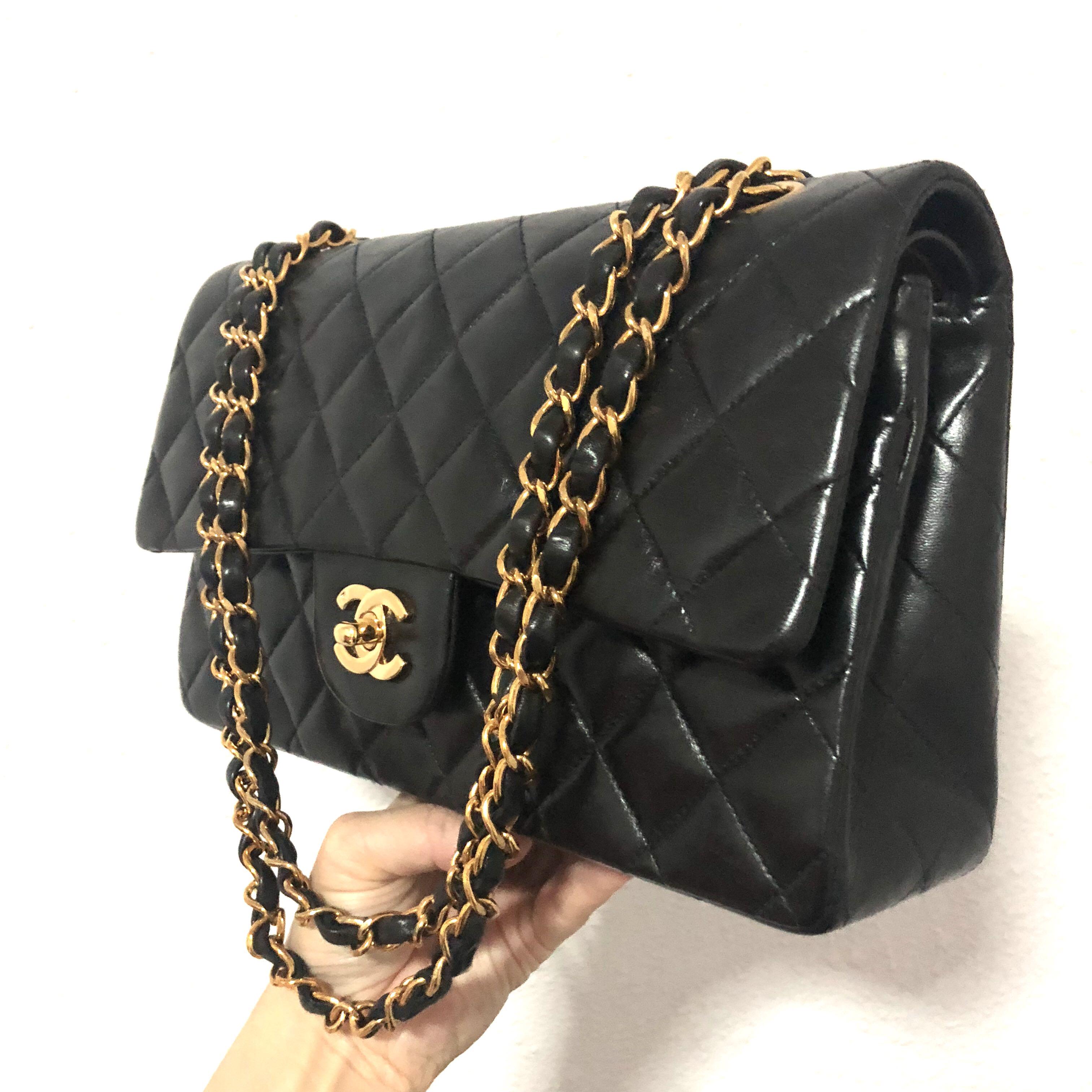 Authentic Chanel 10 inch Classic Flap Bag with 24k Gold Hardware