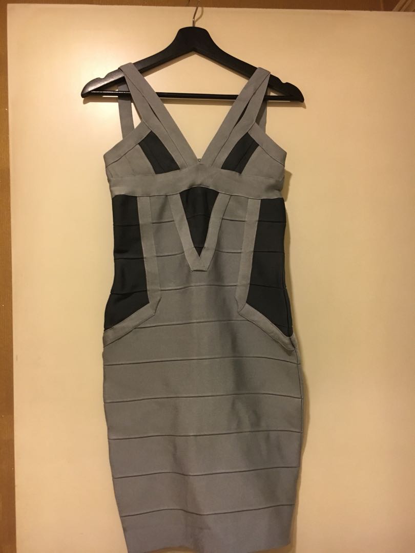 herve leger grey dress