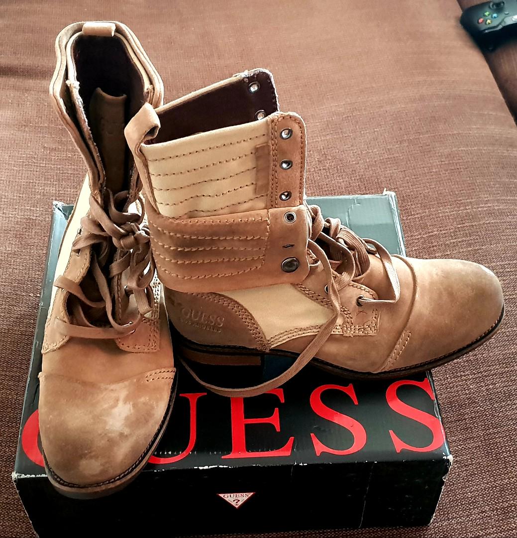 Guess man leather boot shoes us11 Men s Fashion Footwear Boots on Carousell