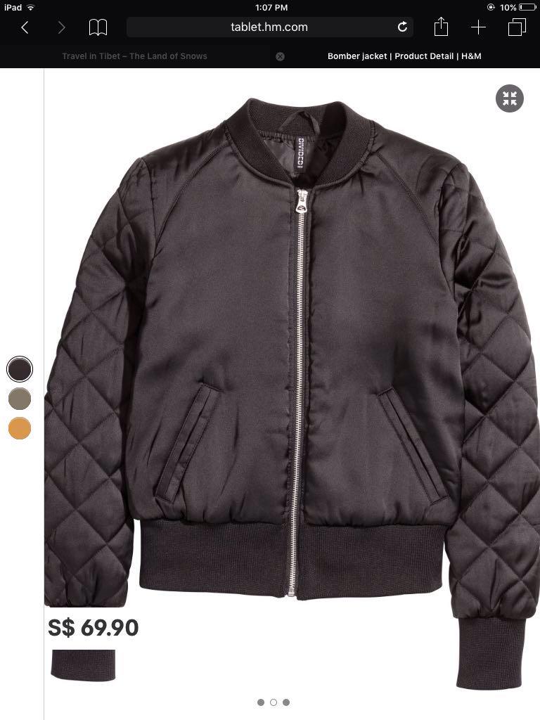 H M Black Bomber Jacket Women S Fashion Clothes Outerwear On Carousell