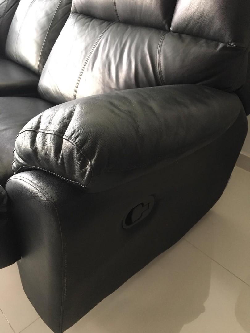 Leather Lshaped Sofa with recliner, Furniture & Home Living, Furniture