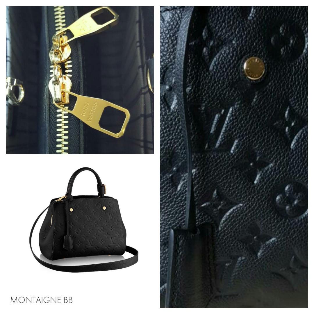 Authentic Louis Vuitton Montaigne BB Giant Monogram Empreinte Black &  Beige Bag