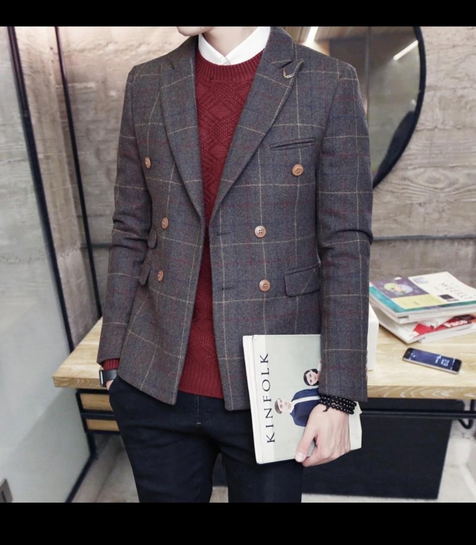 Men plaid jacket coat black brown Men s Fashion Coats Jackets