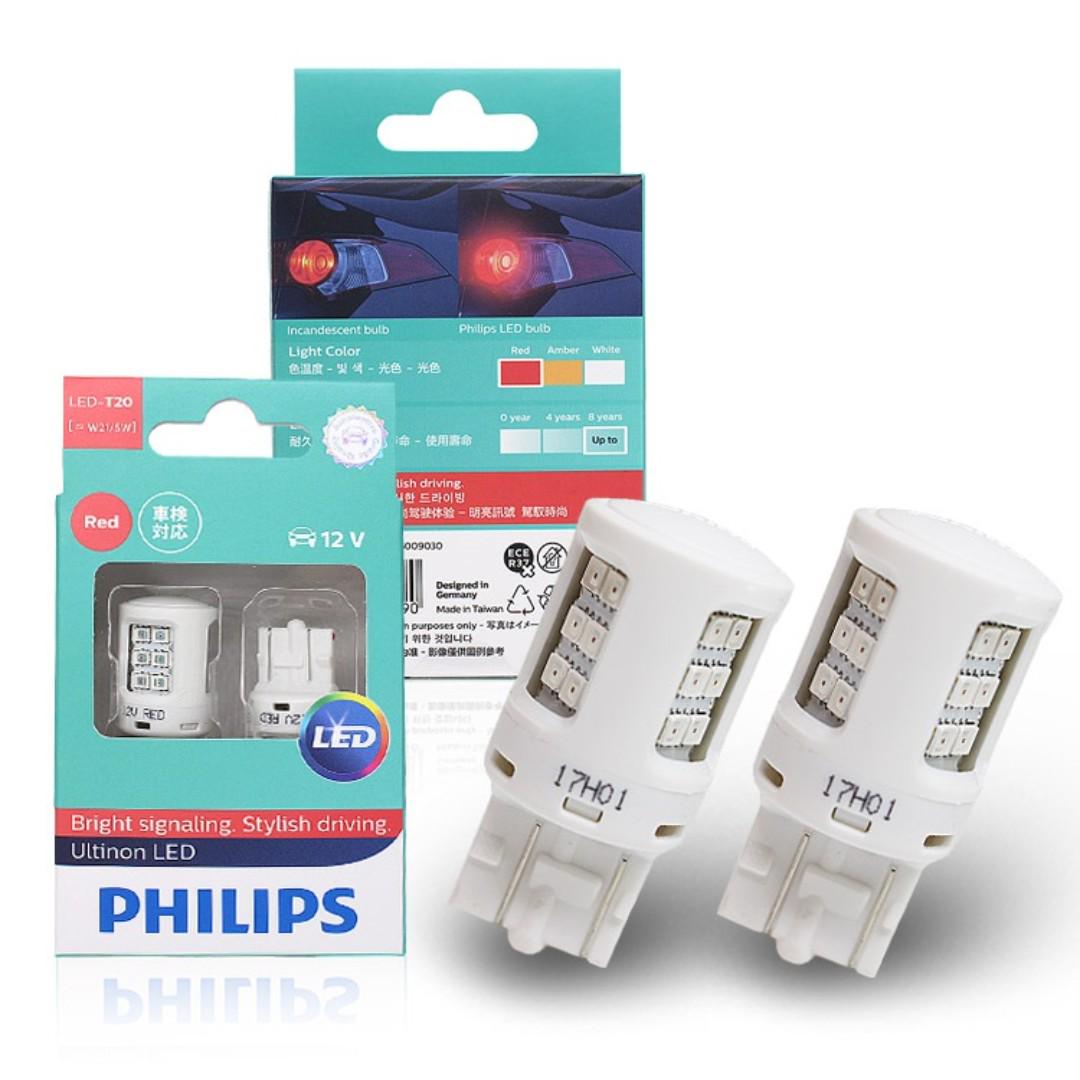 PHILIPS Ultinon LED T20 W21/5W Red, Car Accessories, Electronics & Lights  on Carousell