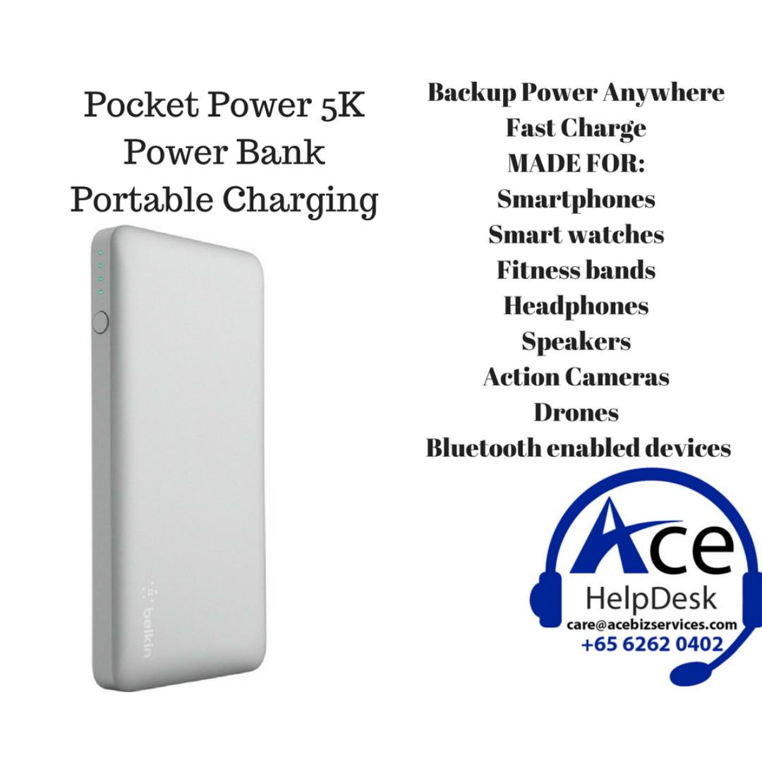 Pocket Power 5k Power Bank Portable Charging Sliver Mobile Phones Tablets Mobile Tablet Accessories Power Banks Chargers On Carousell