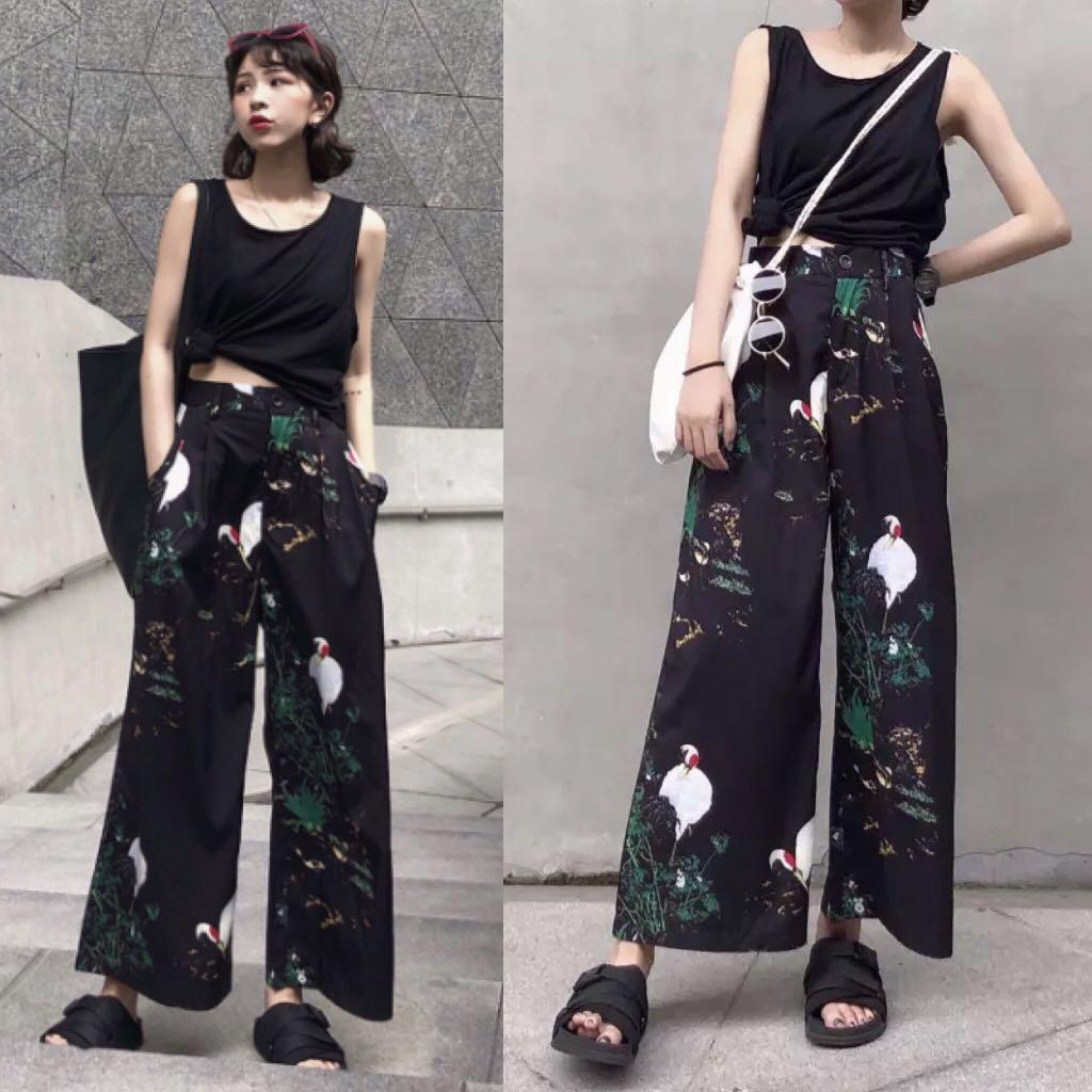 Retro Wide Leg Pants Female Hong Kong Fashion Street Fashion Pants Women S Fashion Clothes Pants Jeans Shorts On Carousell