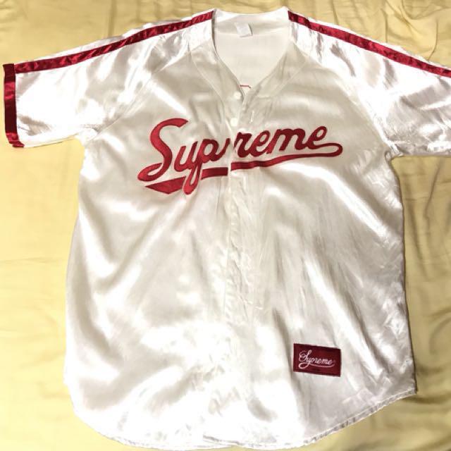 Supreme satin baseball jersey, Men's Fashion, Activewear on Carousell