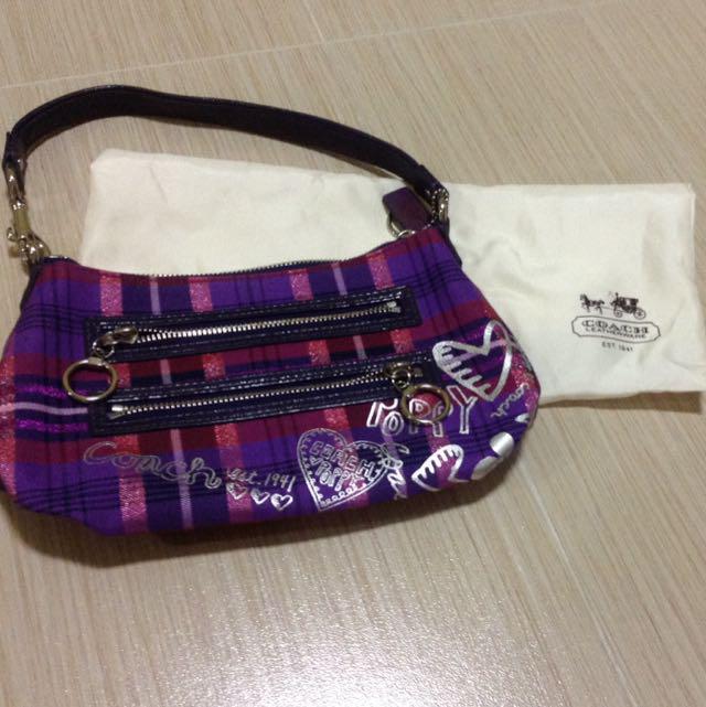 Purple plaid coach sale purse