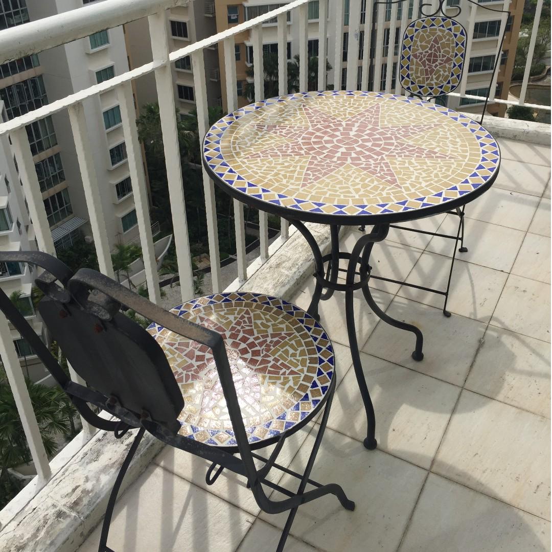 Beautiful Outdoor Mosaic Tile Patio Table Chairs Furniture