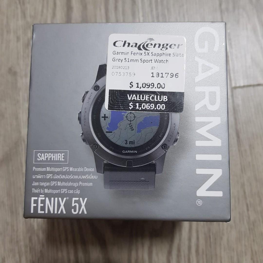 Like New Boxed Garmin Fenix 5X Sapphire Mobile Phones Gadgets Wearables Smart Watches on Carousell