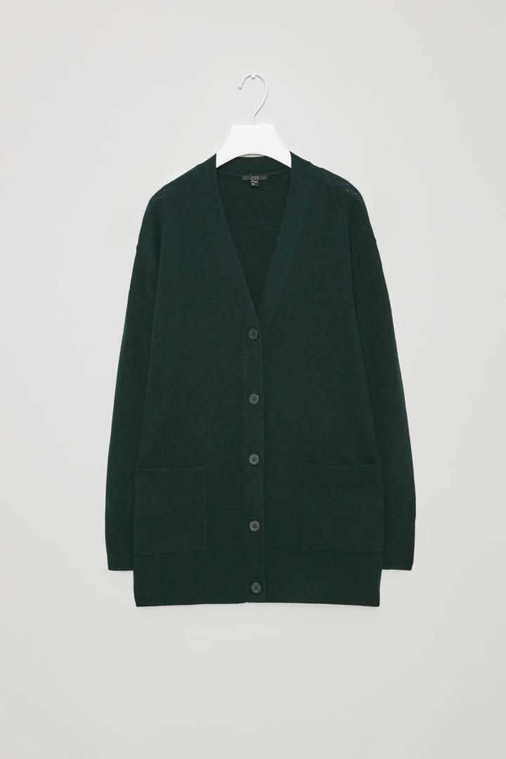 green wool cardigan