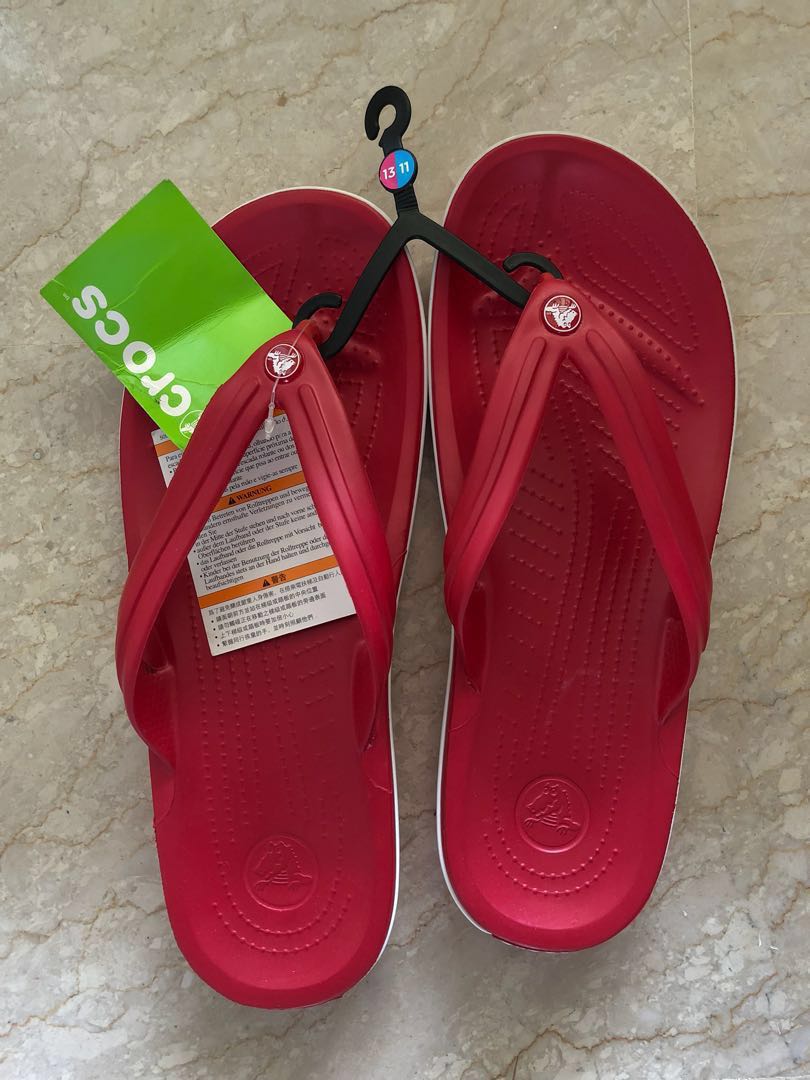 Crocs flip flops (red), Men's Fashion 