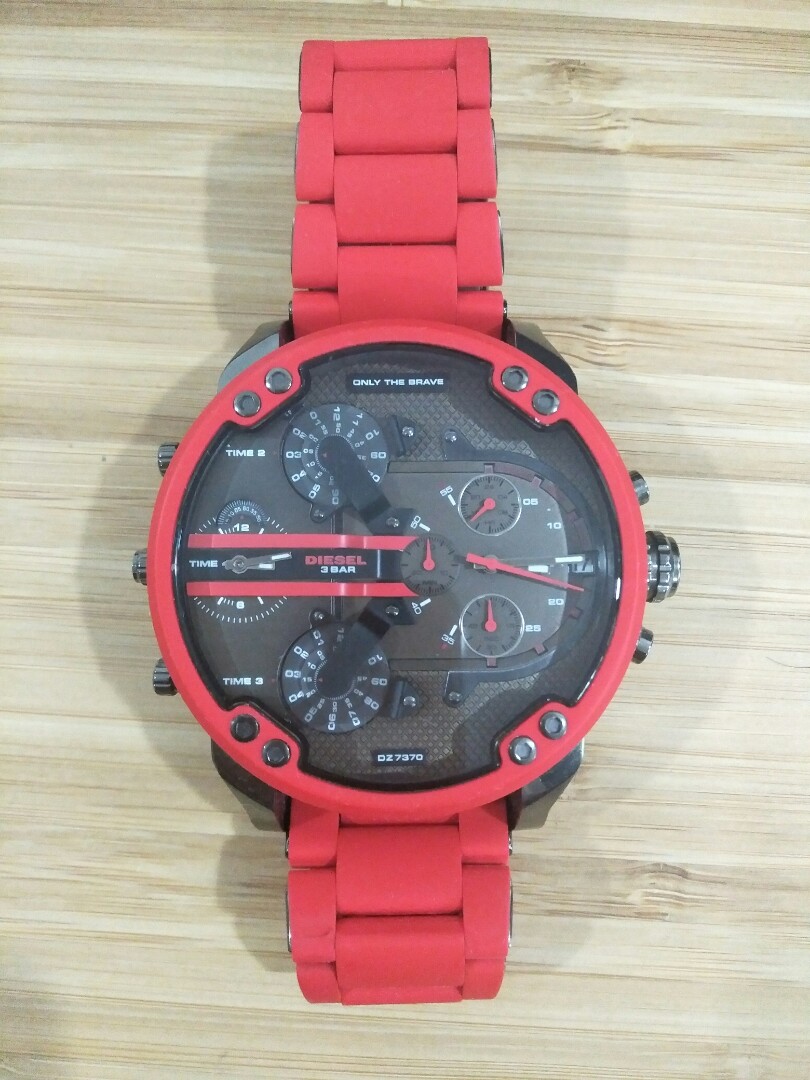 Diesel DZ7370 Mr. Daddy 2.0 Oversized Quartz Chronograph Red Silicon Strap Watch